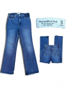 Abercrombie & Fitch The 70’s Vintage Flare Ultra High Rise Blue Denim Jeans 10